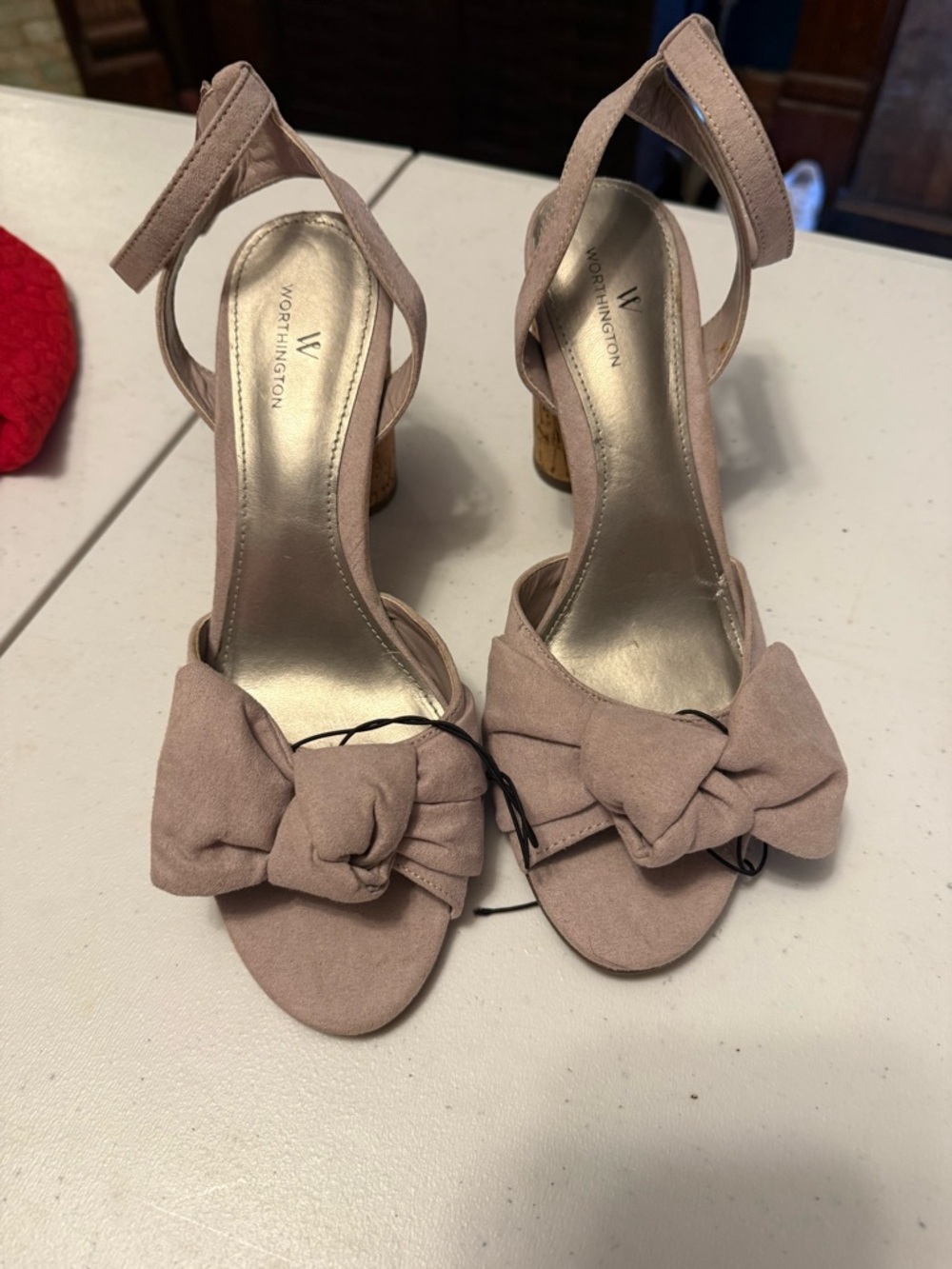 Worthington Dusty Pink Bow Block Heel Sandals